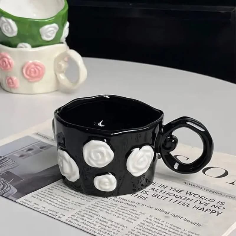 Super Classy Floral Ceramic Mug – Large Size Pinterest-Style Coffee Cup