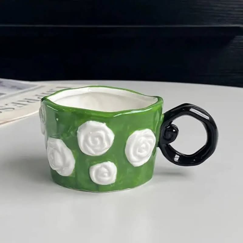 Super Classy Floral Ceramic Mug – Large Size Pinterest-Style Coffee Cup