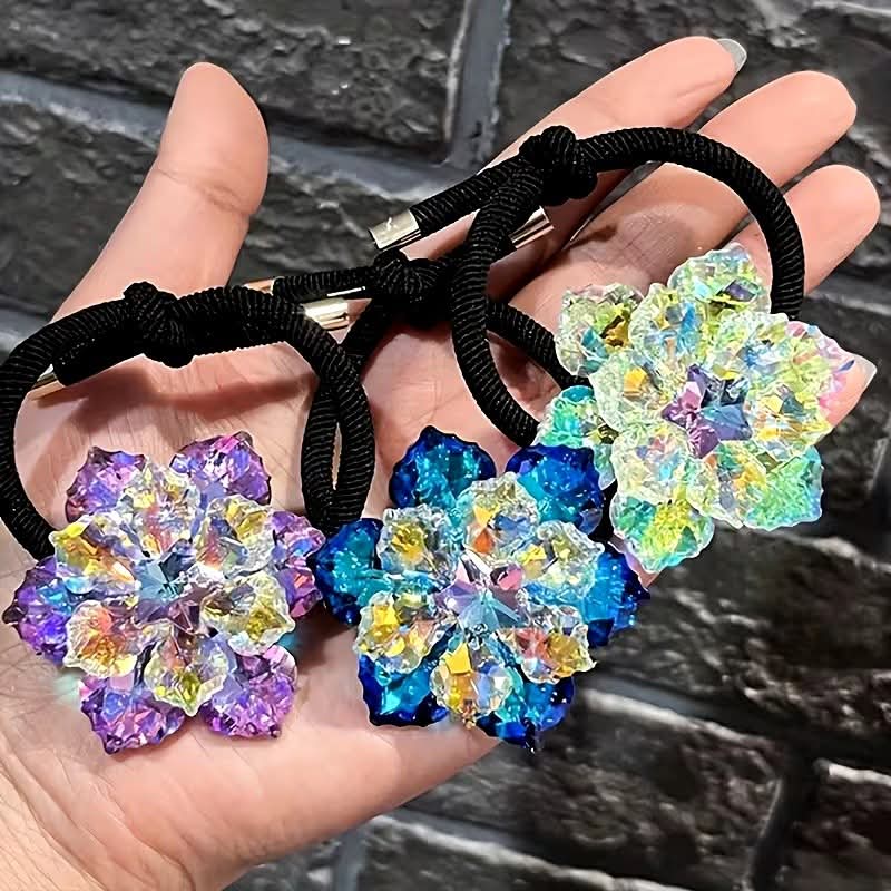 Rhinestone Embellished Hair Tie – Sparkly Elastic Ponytail Holder for Women & Girls