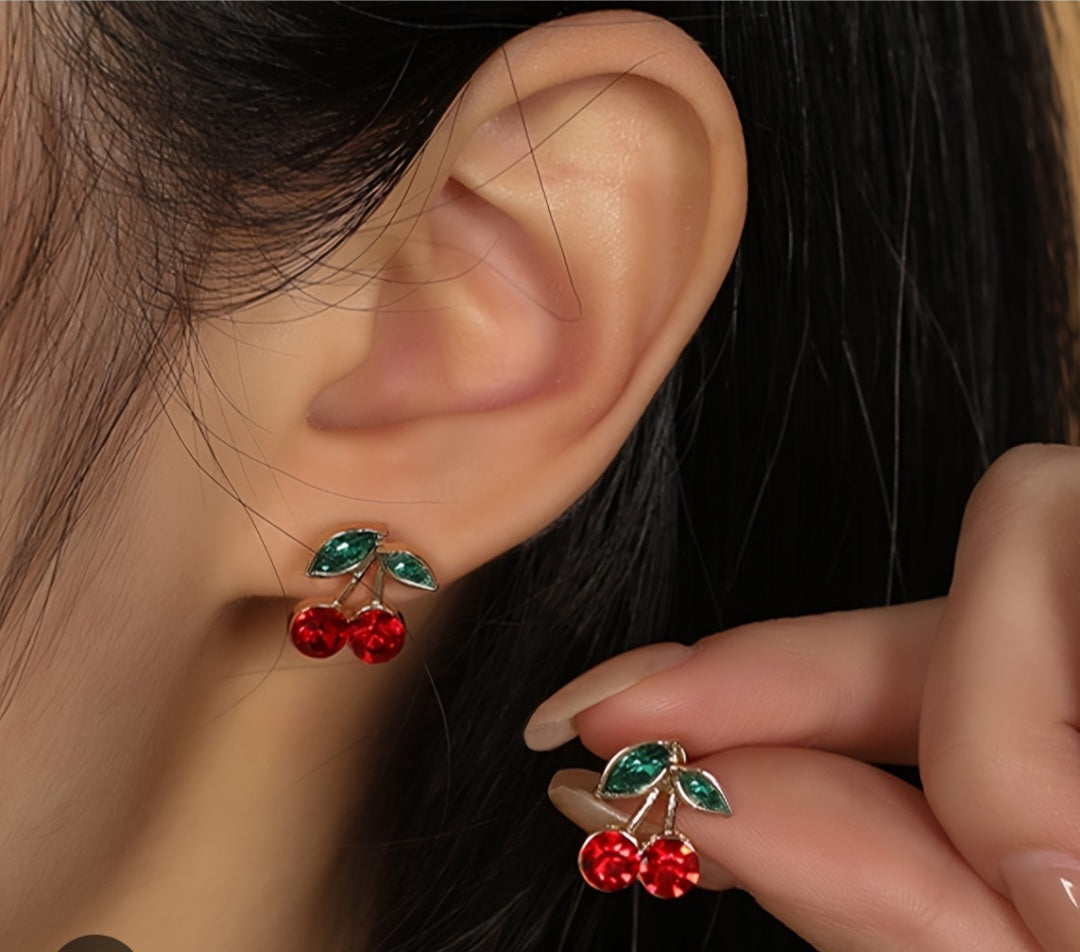 Cute cherry studs