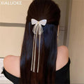 Bow shape metal hanging hair clip